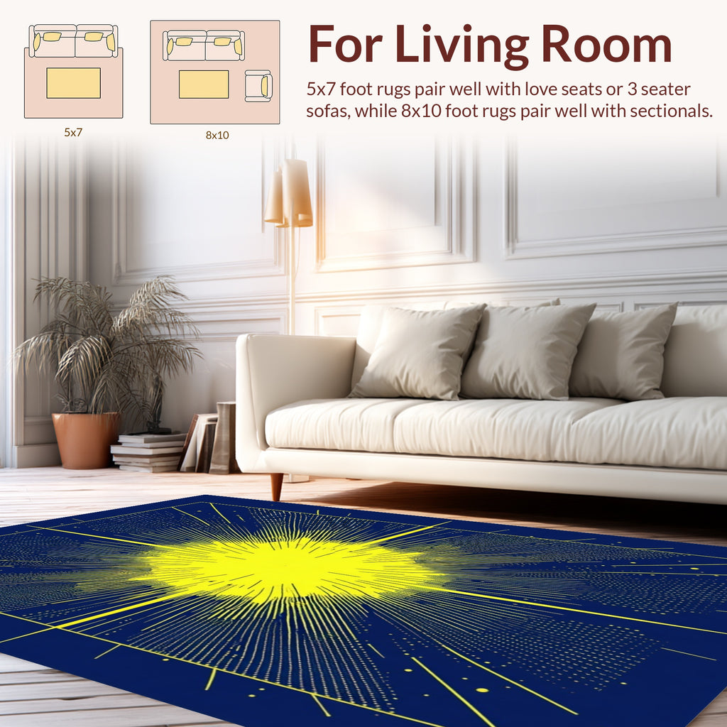 Radiant Burst Yellow Star Pattern Rug