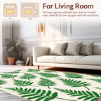 Green Fern Leaf Patterned Rug
