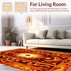 Fiery Abstract Sun Mandala Rug