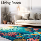 Ocean Depths Vibrant Coral Fish Scene Rug