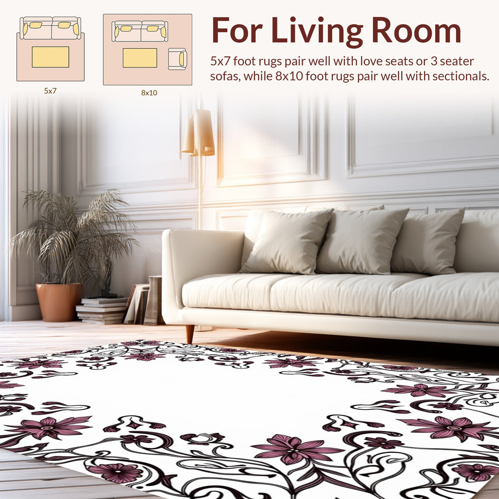 Ornate Floral Vine Pattern Rug