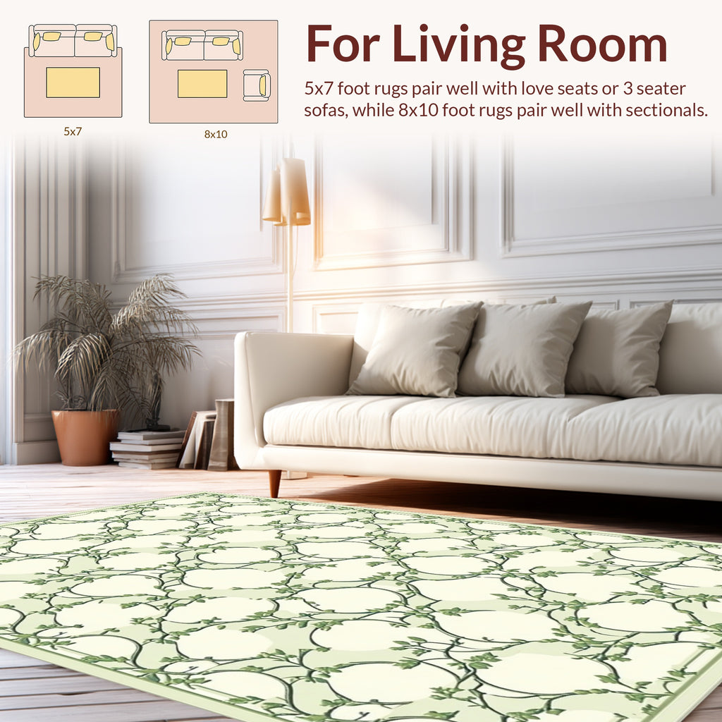 Green Vine Lattice Pattern Rug