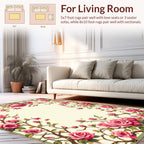 Floral Rose Vine Botanical Pattern Rug