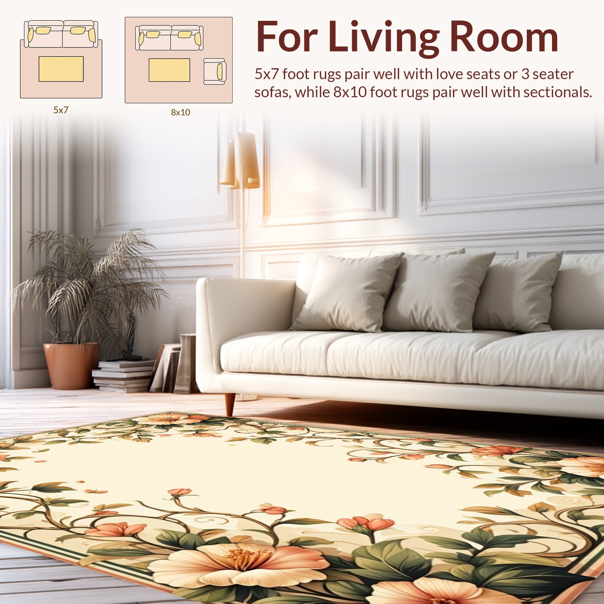Vintage Floral Vine Pattern Rug