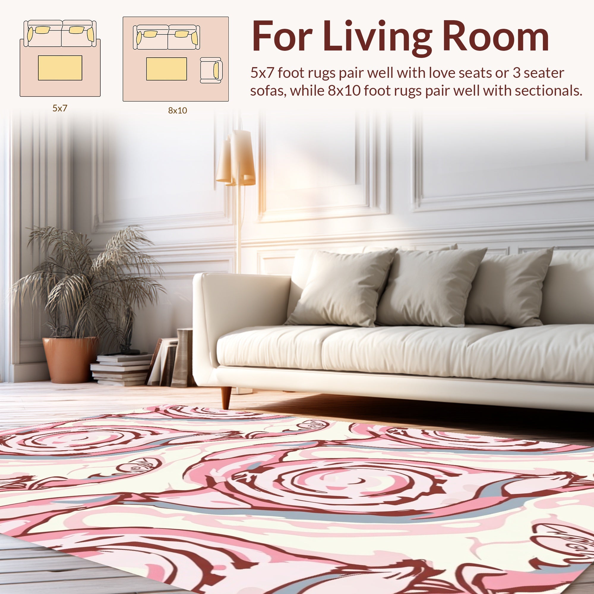 Playful Pink Swirl Pattern Rug