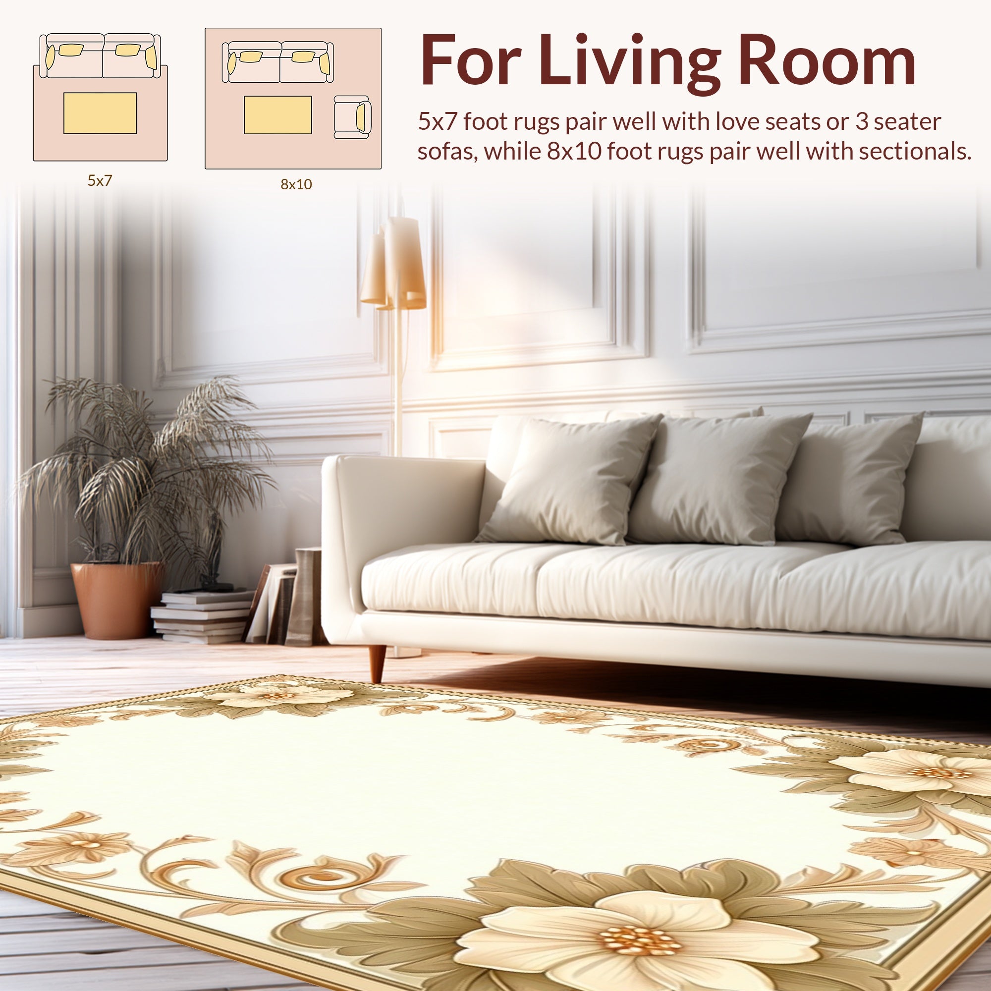 Classic Floral Scrollwork Design Rug