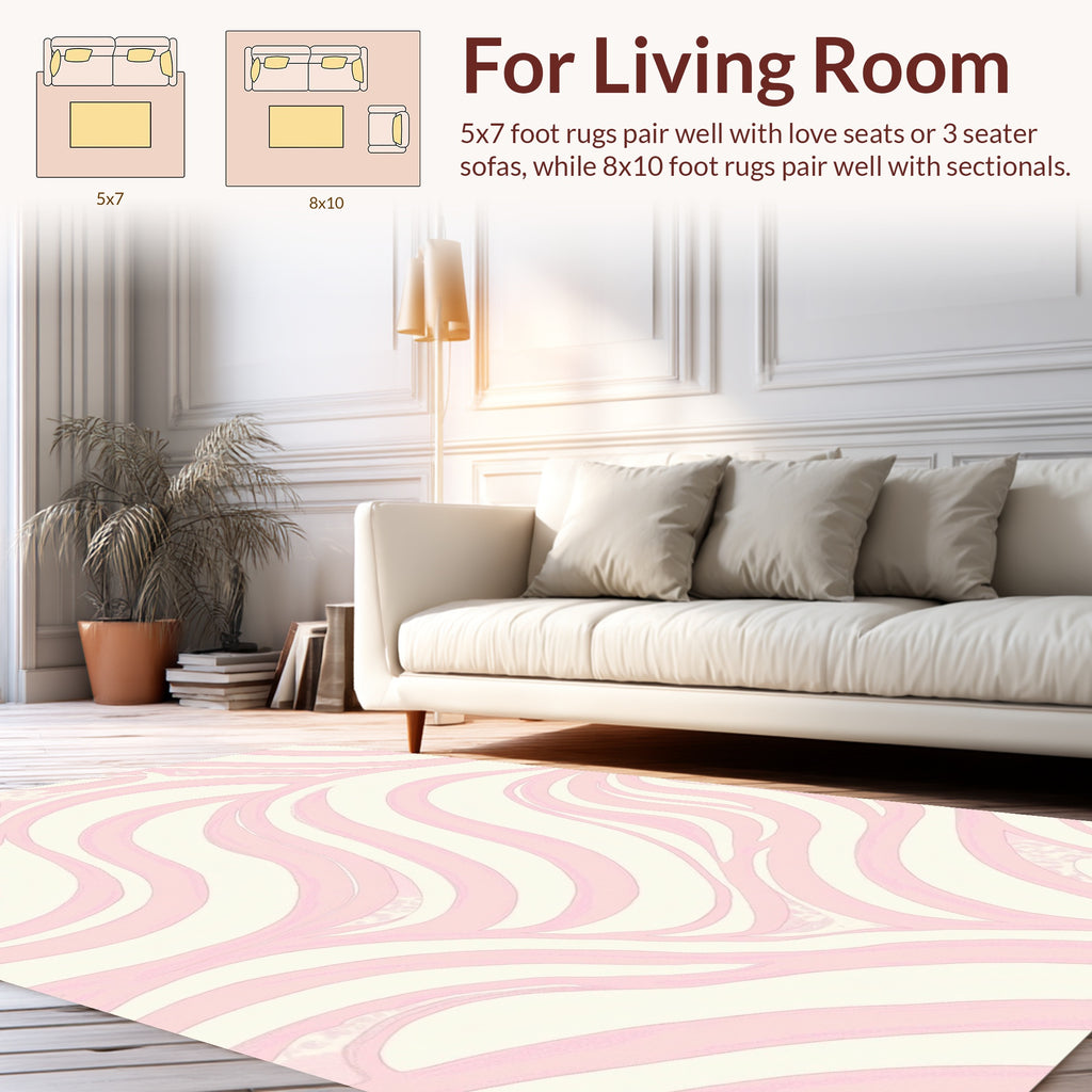Soft Pink Wavy Swirl Abstract Rug