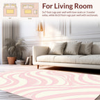 Soft Pink Wavy Swirl Abstract Rug