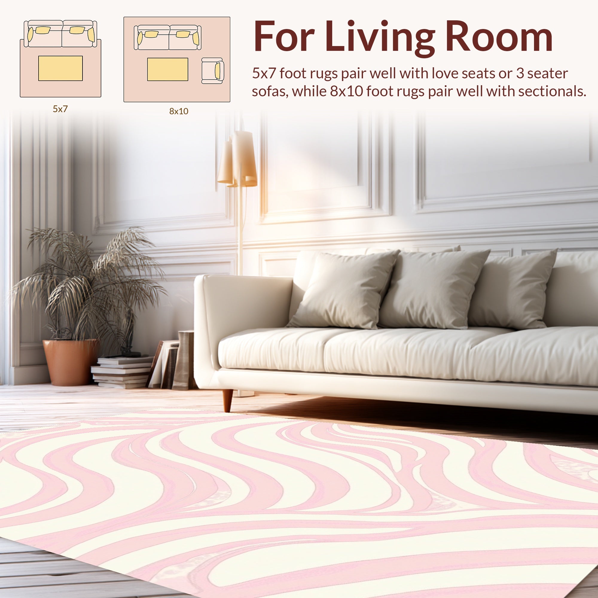 Soft Pink Wavy Swirl Abstract Rug