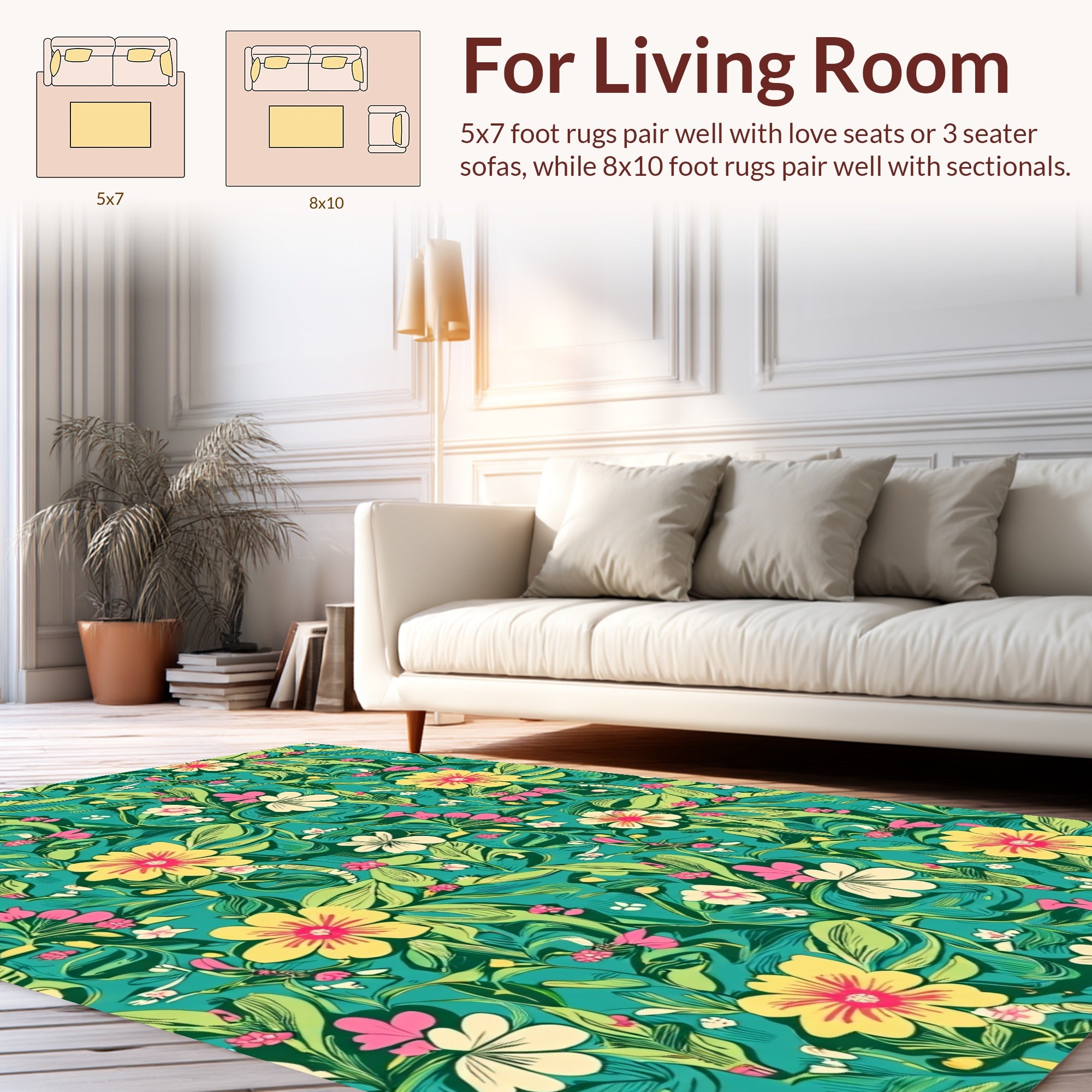 Vibrant Tropical Floral Pattern Design Rug