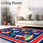 Red Blue Festive Santa Claus Christmas Rug