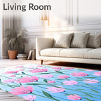 Pink Open Petal Floral Garden Gradient Rug