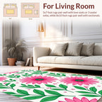Vibrant Daisy Leaf Botanical Pattern Rug