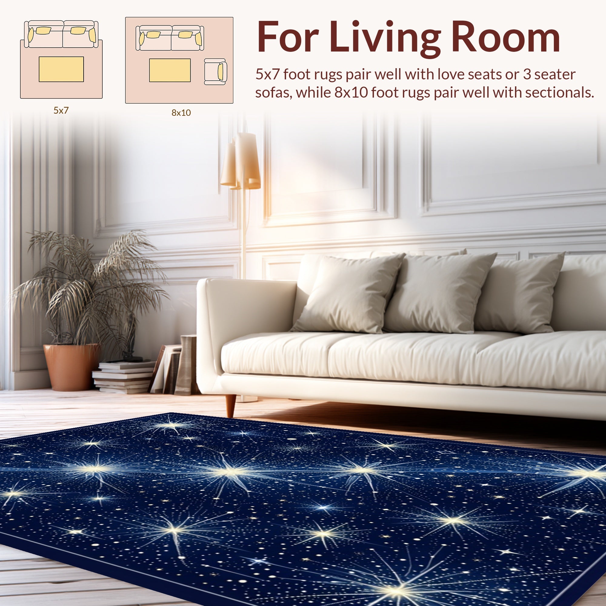 Celestial Starburst Pattern Design Rug