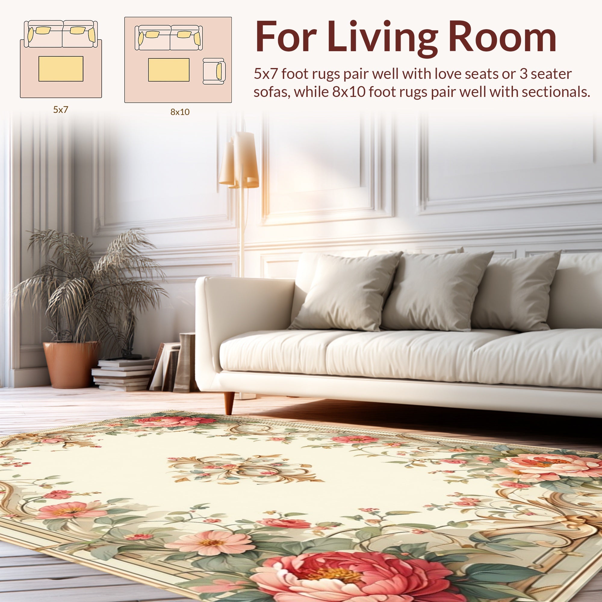 Romantic Floral Swirls Accent Rug