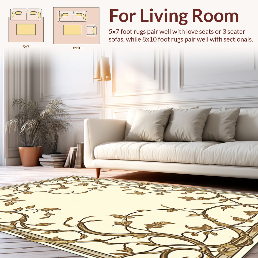 Vintage Floral Vine Scrollwork Design Rug