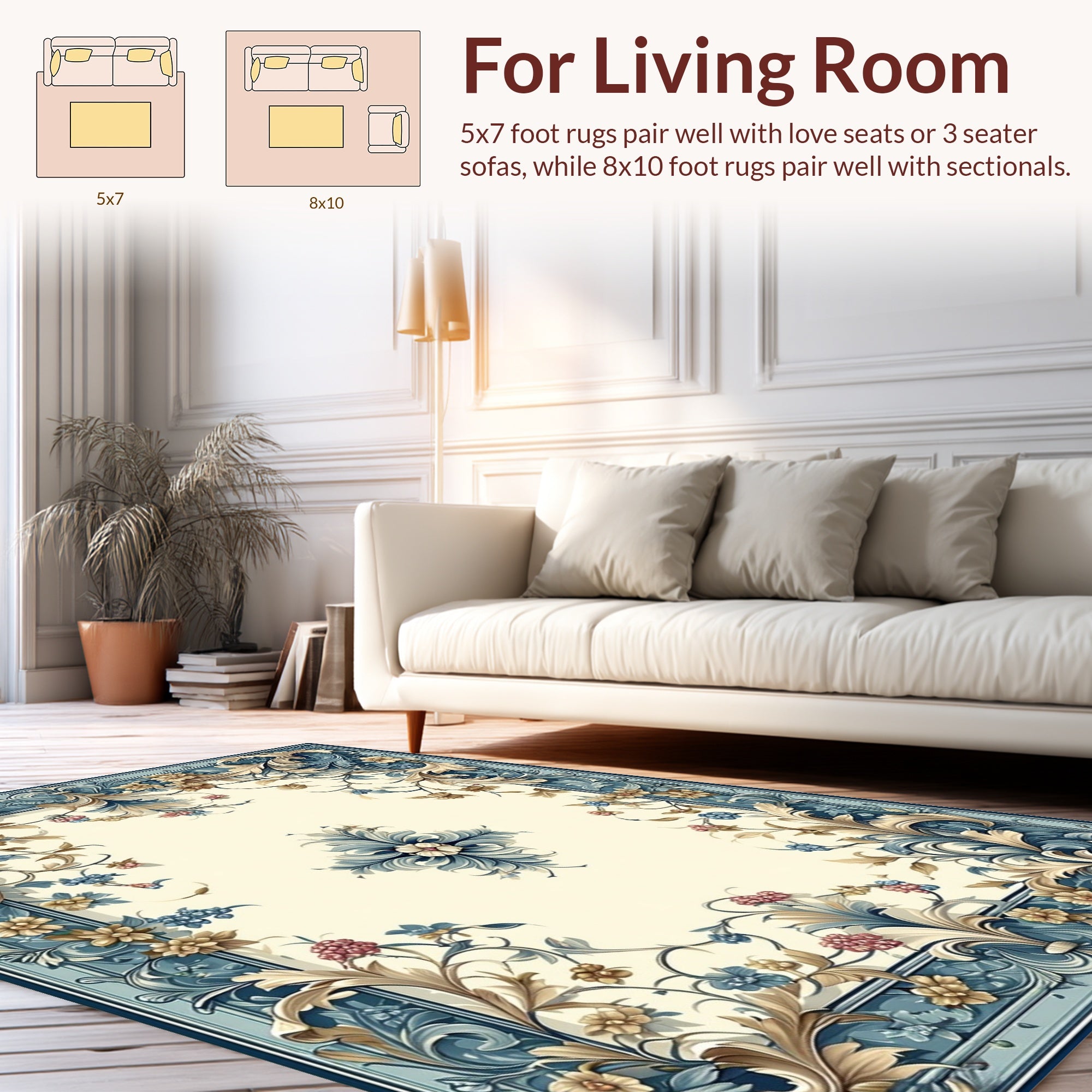 Intricate Floral Swirls Patterned Rug