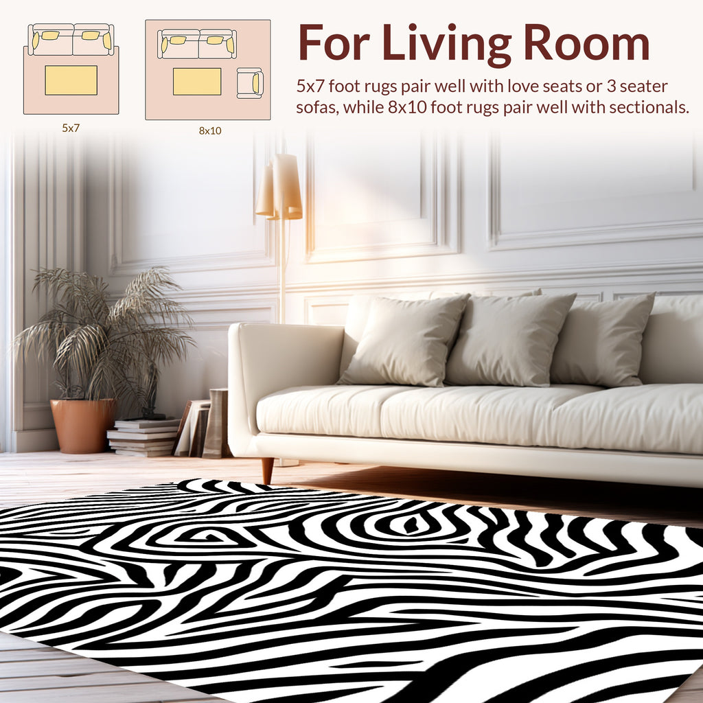 Bold Black and White Stripes Design Rug