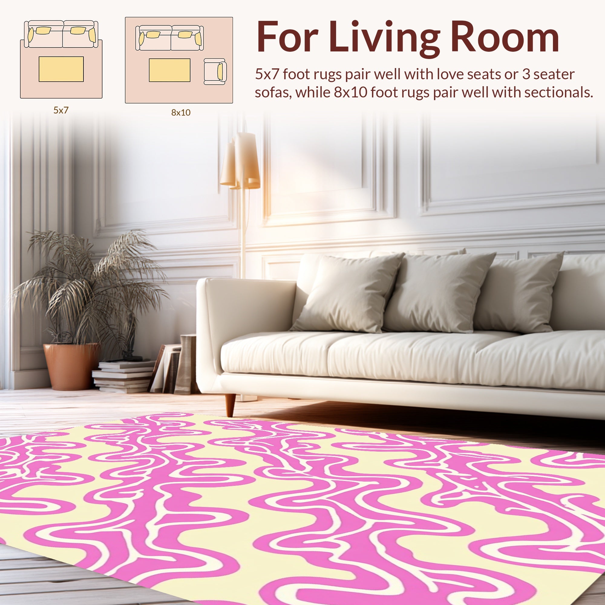 Abstract Pink Wavy Swirl Pattern Rug