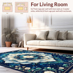Ornate Blue Floral Mandala Pattern Rug