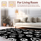 Abstract Organic Black and White Shapes Rug