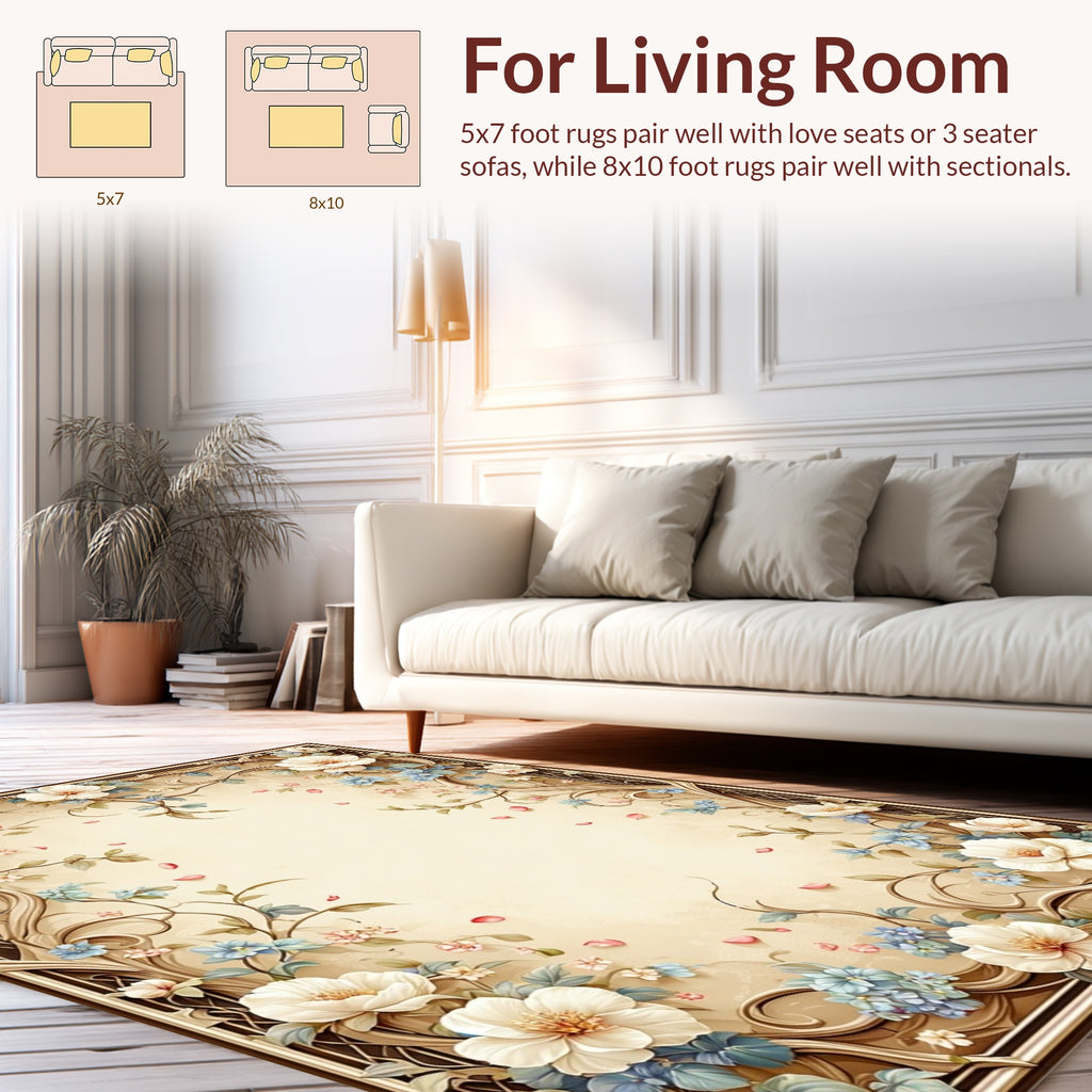 Vintage Floral Vine Design Rug