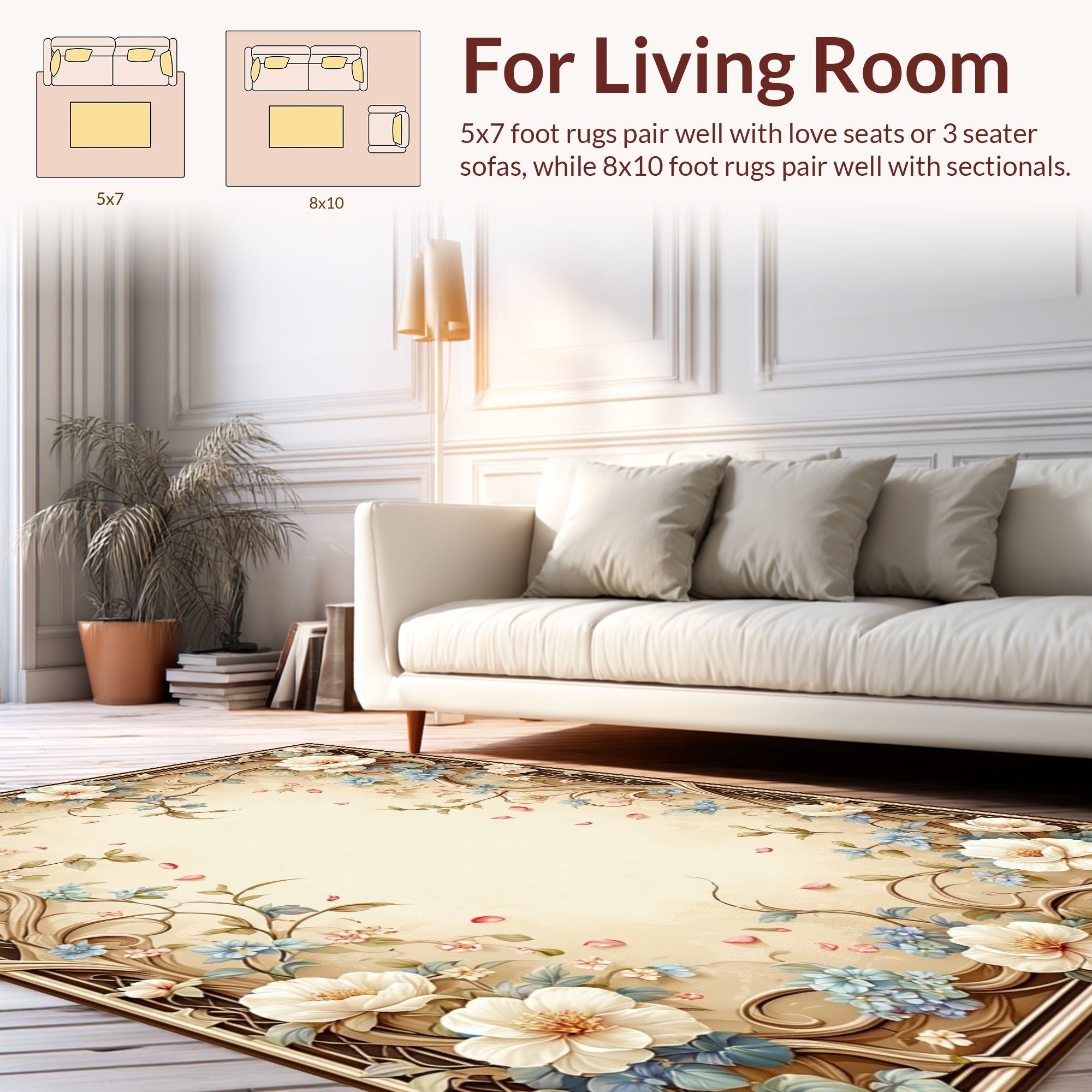 Vintage Floral Vine Design Rug