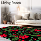 Bold Red Floral Berry Garland Rug