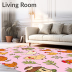 Pink Chicken Coop Foliage Collection Rug