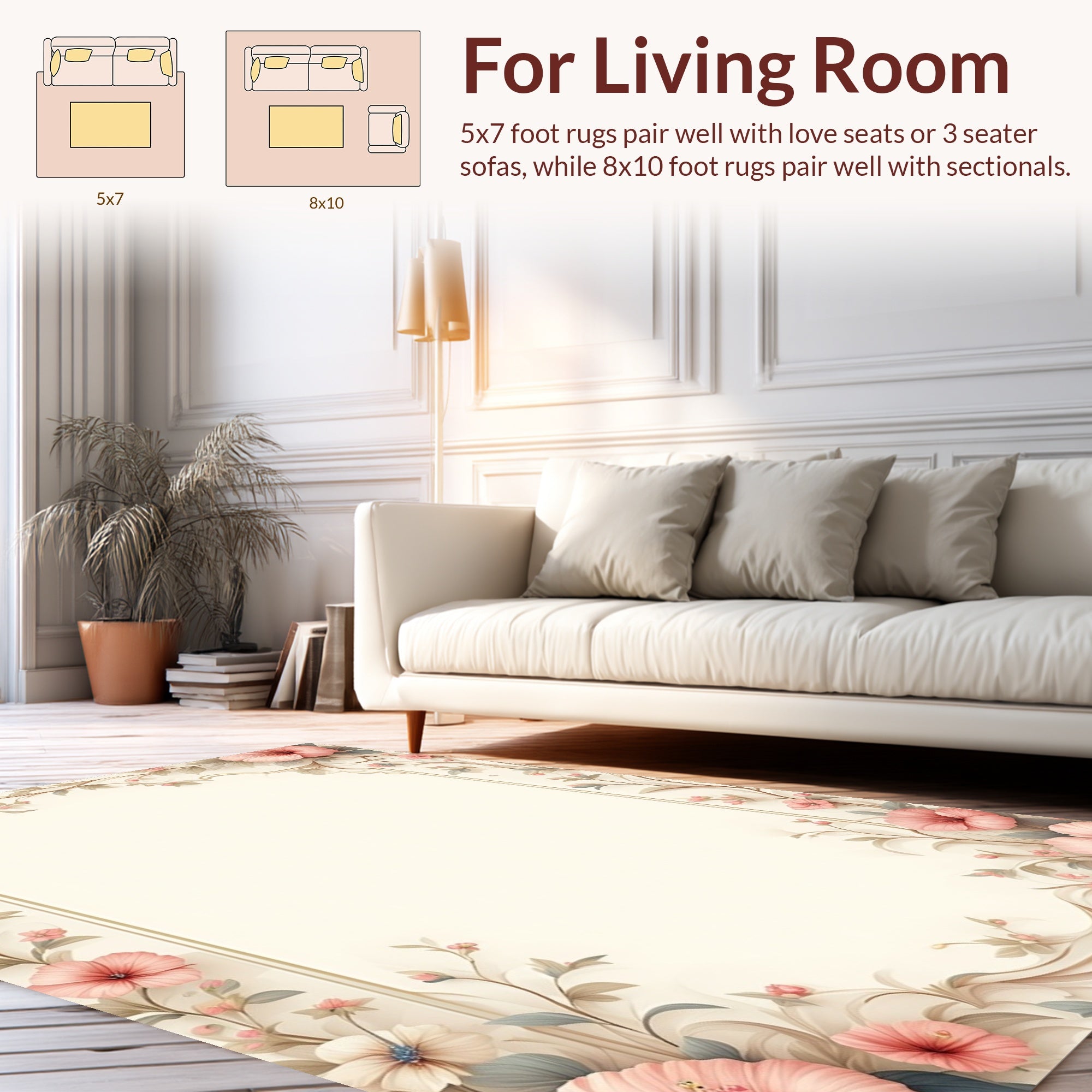 Whimsical Floral Vine Pattern Rug