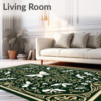 Whimsical Green Butterfly Garden Rug