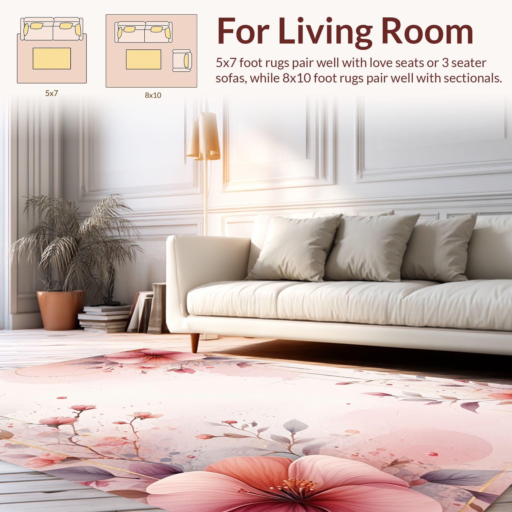 Pink Floral Watercolor Delight Rug
