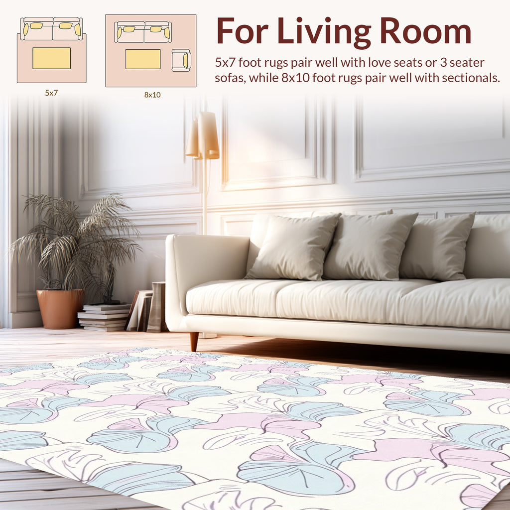 Soft Pastel Floral Line Art Rug