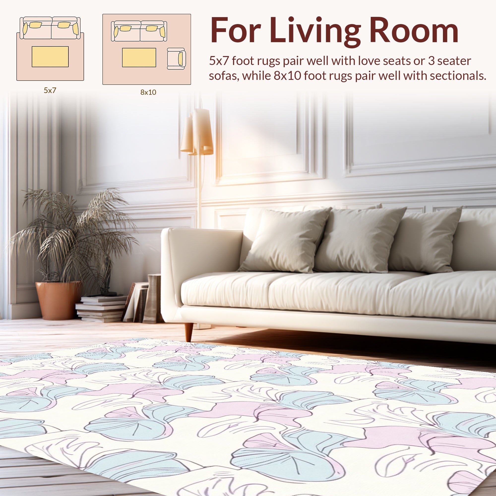 Soft Pastel Floral Line Art Rug