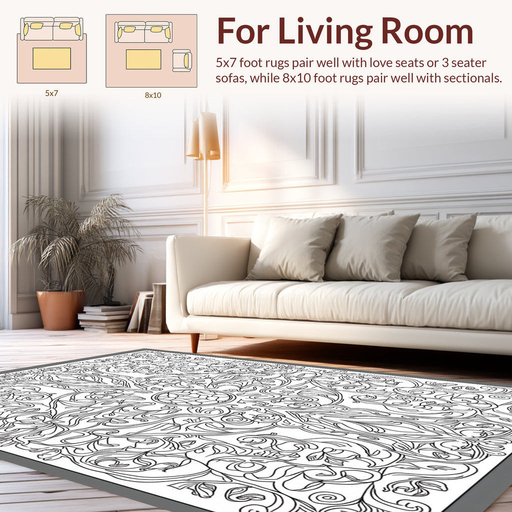 Art Nouveau Floral Scrollwork Rug