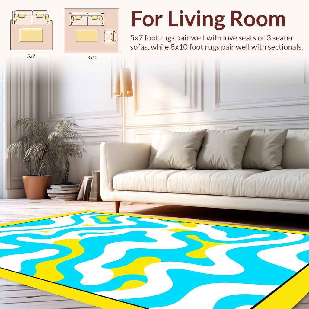 Abstract Swirling Waves Pattern Rug