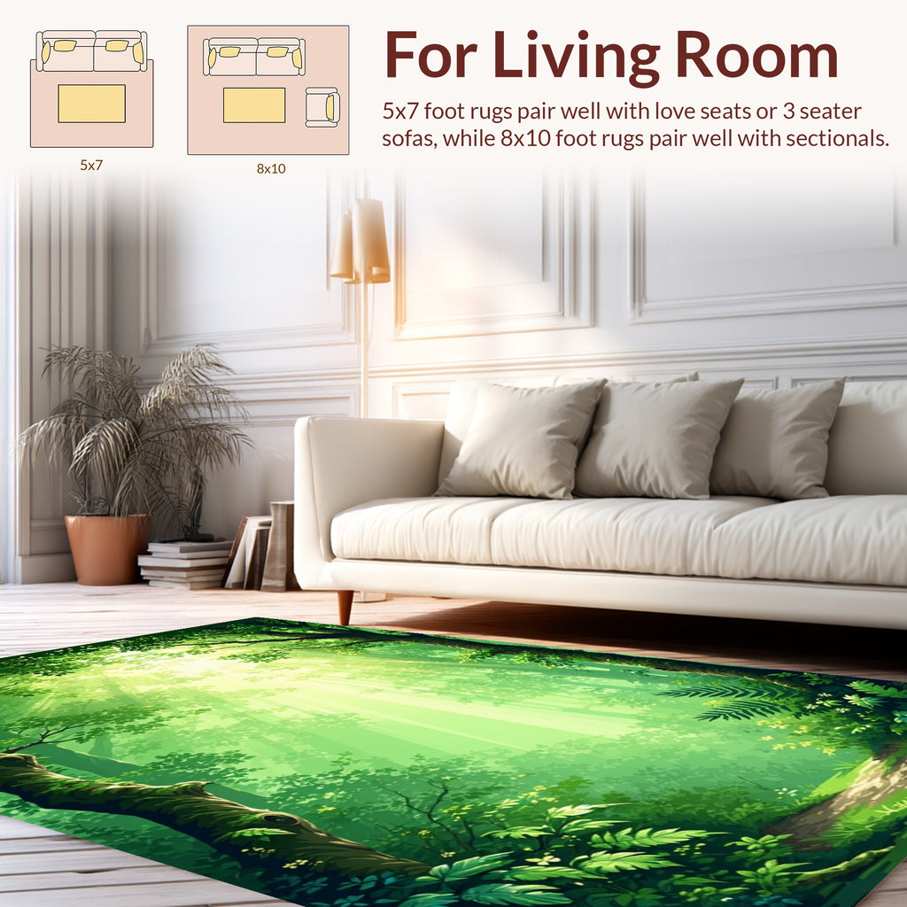 Lush Forest Daylight Rays Design Rug