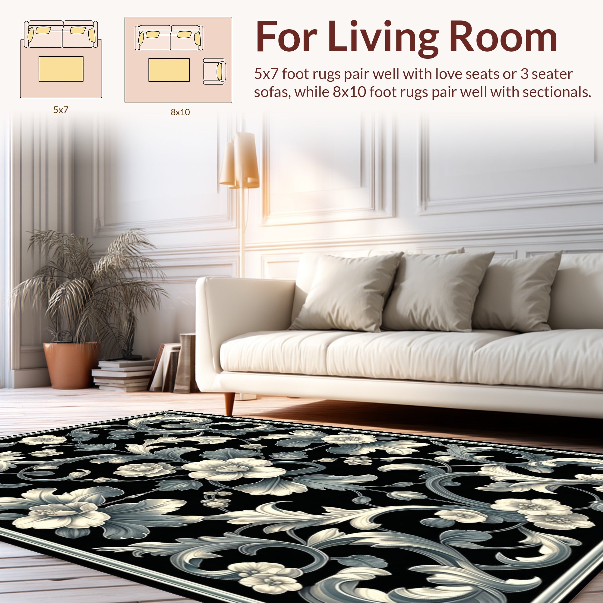 Classic Floral Scrollwork Design Rug