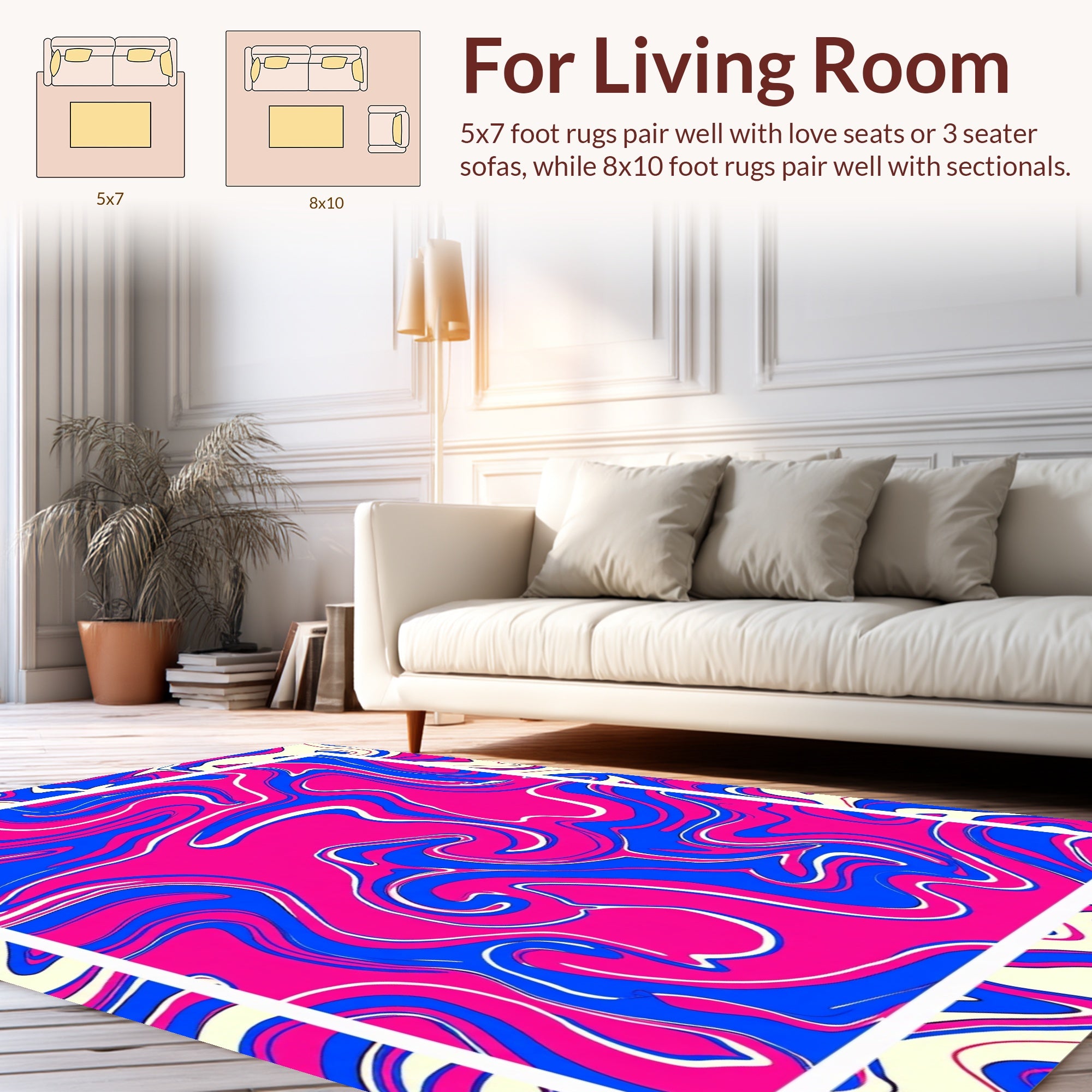 Abstract Swirls Vibrant Colorful Design Rug