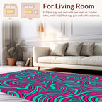 Abstract Swirls Pink Teal Pattern Rug