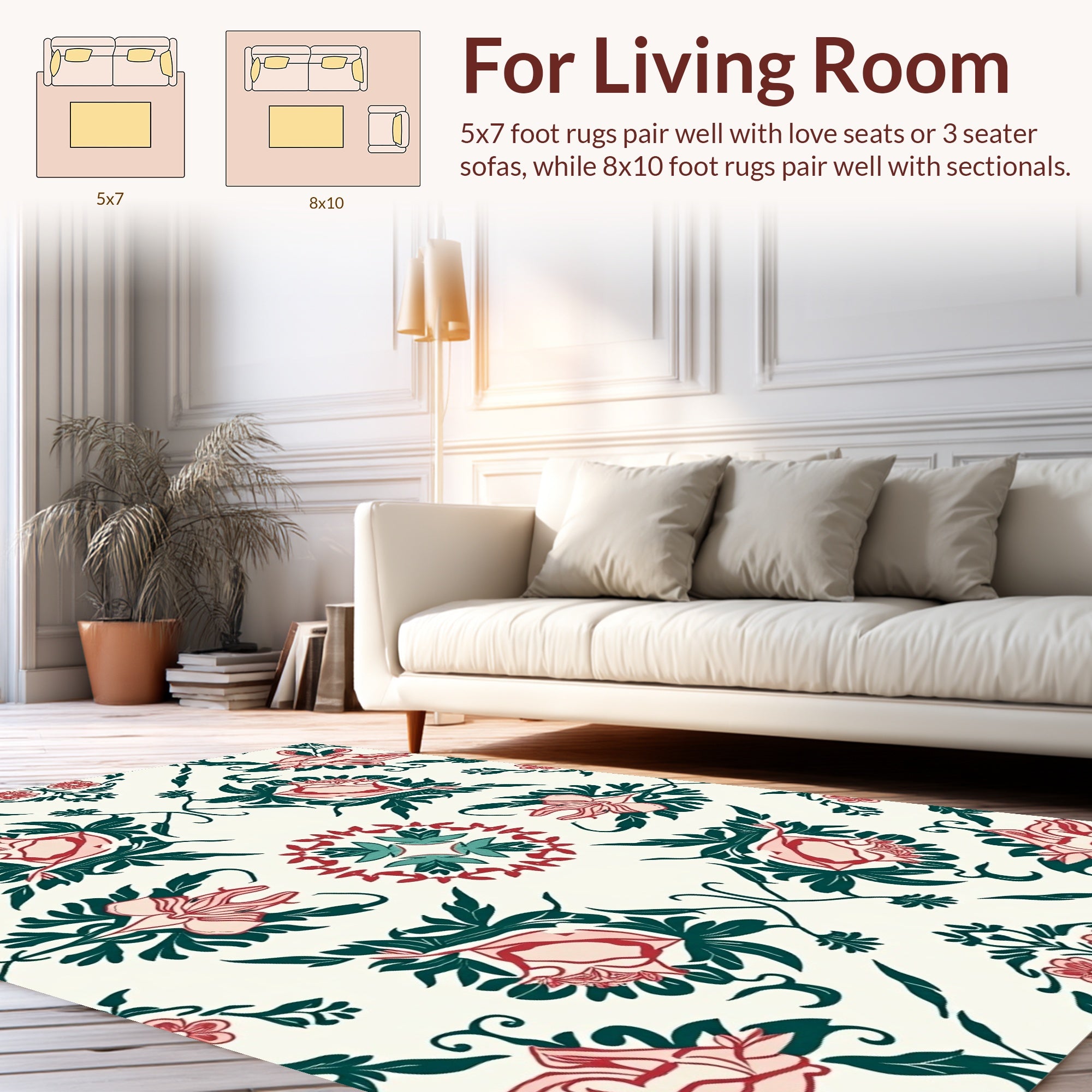 Vintage Floral Pattern Red Teal Rug