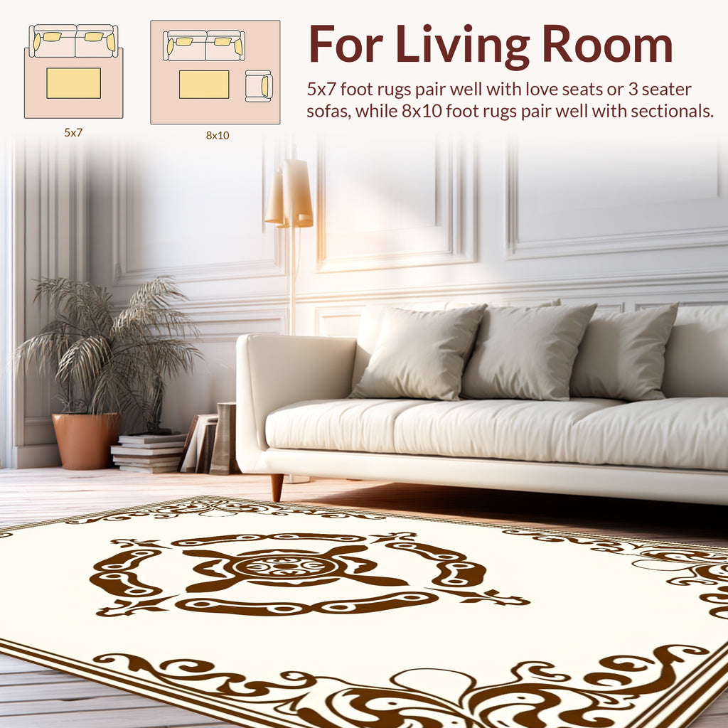 Ornate Corner Floral Scrollwork Rug
