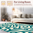 Teal Swirl Pattern Abstract Design Rug