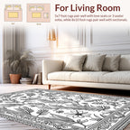 Botanical Flora Outline Vintage Pattern Rug