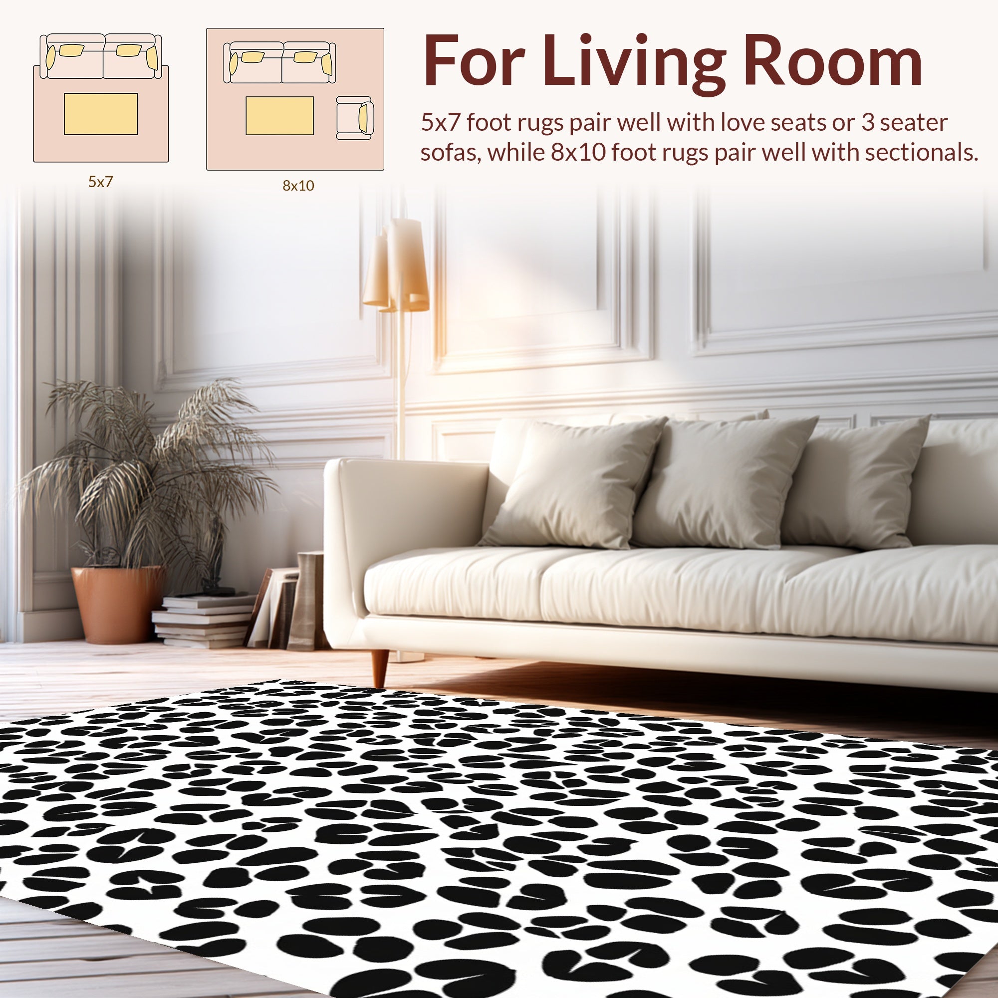 Bold Black Spot Patterned Design Rug