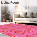 Whimsical Red Swirl Abstract Forms Rug