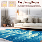 Ocean Waves Blue Abstract Art Rug