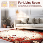 Red Floral Branches Butterflies Rug