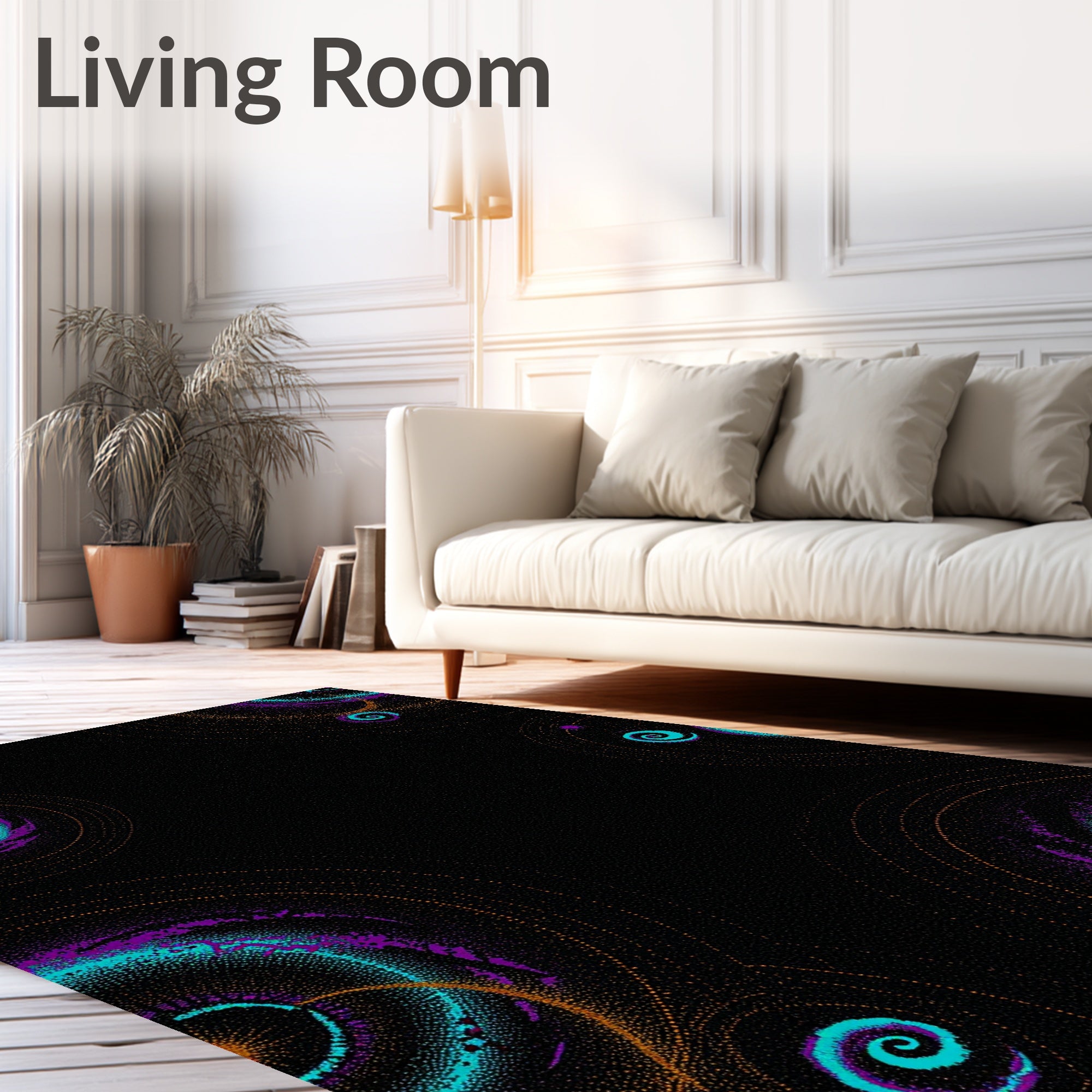 Cosmic Swirl Teal Purple Orange Rug