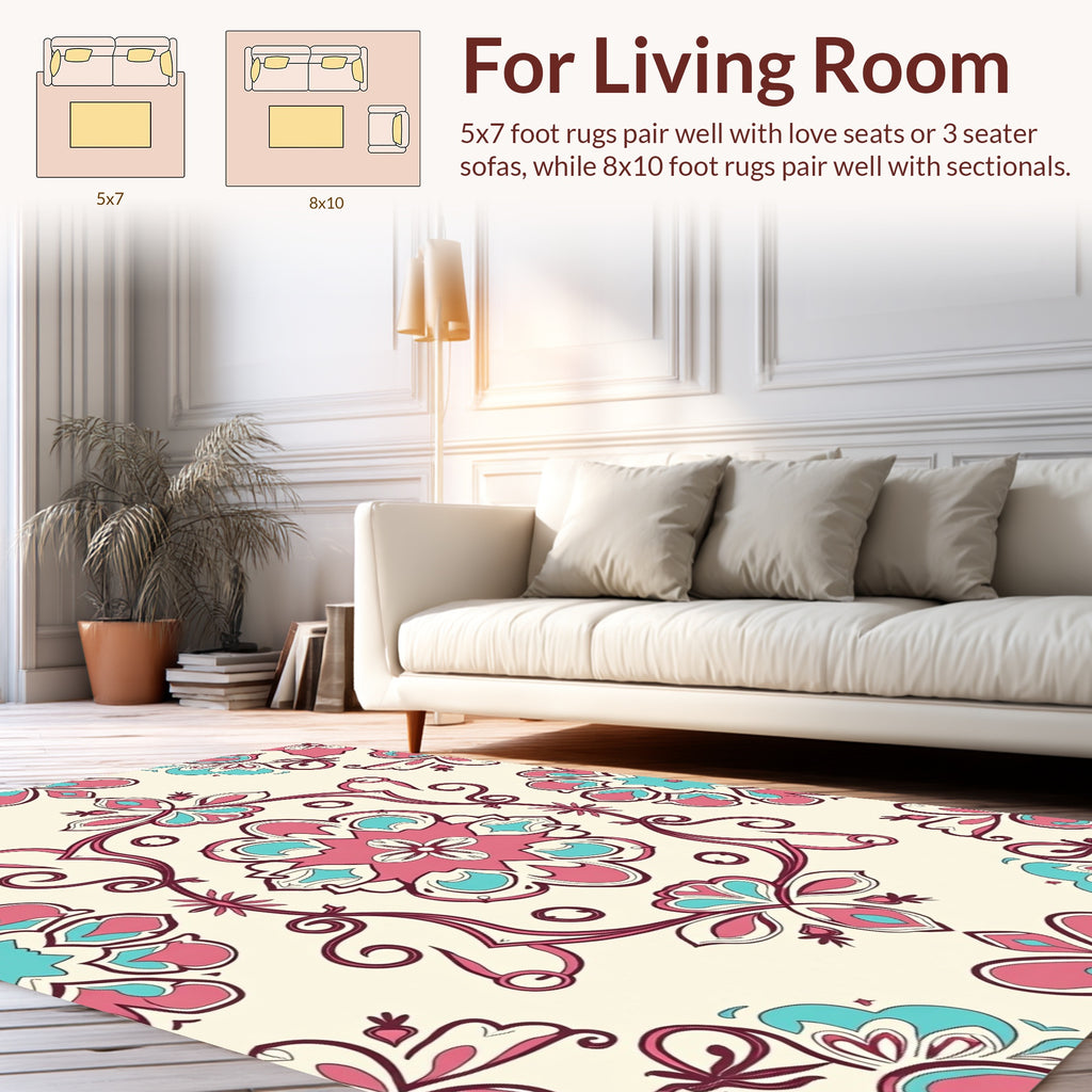 Vintage Floral Mandala Patterned Rug